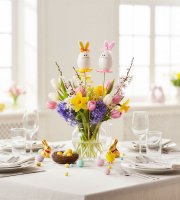 Velikonoční dekorace - zajíc, filc - 33 cm - 2 ks