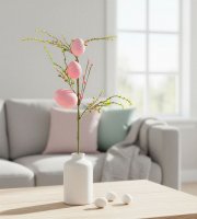 Velikonoční větvička s vajíčky – třpytivá – růžová – 40 x 16 cm