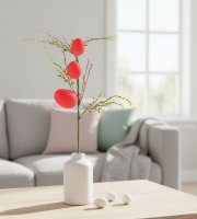 Velikonoční větvička s vajíčky – třpytivá – červená – 40 × 16 cm