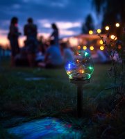 Zápichová solární lampa – kulatá – barevná – 10 x 10 x 26,5 (+12,5) cm