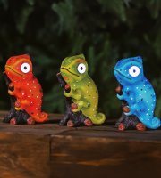 LED solární zvířecí figurka – chameleon – 2× teplá bílá LED – 3 druhy