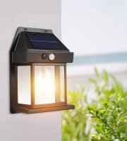 Solární nástěnná lampa s pohybovým senzorem – 1 filamentová LED – černá – 12 x 6 x 17 cm