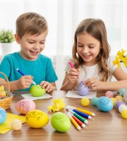 Velikonoční malovatelná vajíčka se 4 fixy – 6 barevných vajíček – 6 cm