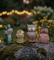 Solární zvířecí figurky – 4 druhy – s pohyblivýma očima – 104× SMD LED – 20 cm