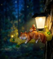 LED solární zvířecí figurka – veverka – na zavěšení – teplá bílá LED – 25 x 6 x 19 cm