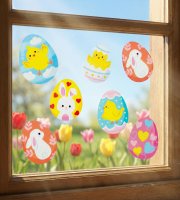 Velikonoční okenní samolepka – třpytivá vajíčka – 43 x 30 cm
