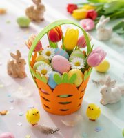 Velikonoční dekorace – filcový košík – ve tvaru mrkve – 25 x Ø18 cm