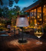 Solární stolní lampa – růžová – studená bílá LED – plast – 26 x 12 cm