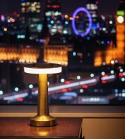 Stolní lampa – zlatá barva – nastavitelná barevná teplota, jas – akumulátorová – USB