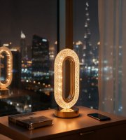 Stolní lampa – zlatá – nastavitelná barevná teplota, jas – akumulátorová – USB