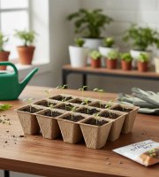 Sazenicový podnos s květináči - 15,2 x 11,5 x 4,3 cm - 4 ks / balení