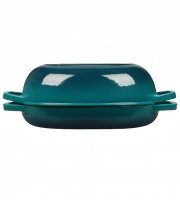 Smaragdově modrý smaltovaný litinový pekáč na kachnu / chléb kónický