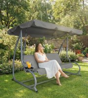 Zahradní houpačka – 200 x 120 x 164 cm – šedá – s držákem na pohár