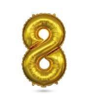 Narozeninový fóliový balón číslo 8 - zlatý - 40