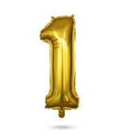 Narozeninový fóliový balón číslo 1 - zlatý - 40