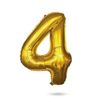 Narozeninový fóliový balón číslo 4 - zlatý - 40