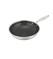 BRATMAXX Nerezová wok pánev s nepřilnavým povrchem 28 cm se strukturou včelího plástu, 4vrstvá