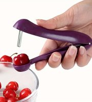 Snadno použitelný odstraňovač pecek z třešní a oliv – Odolný kov, prostorově úsporný design pro rychlé odstraňování pecek – Ideální na grilování a venkovní vaření