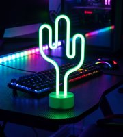 Neonová LED lampa – zelený kaktus – 3 x AA + USB – 18,5 x 8,5 x 28 cm