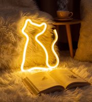 Neonová LED lampa - teplá bílá kočka - 3 x AA + USB - 17 x 1,6 x 23,3 cm