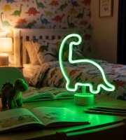 Neonová LED lampa – zelený dinosaurus – 3 x AA + USB – 25,9 x 8,5 x 24,3 cm