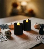 Halloweenová svítící dekorace – LED svíčka – černá – 2 ks / balení