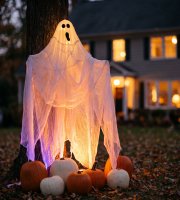 Halloween dekorace – strašidelná látka – 2,15 x 1,52 m – bílá