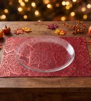 Prostírání – vzor listů – PVC – 45 × 30 cm – Růžově zlatá