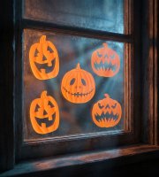 Halloweenová 3D gelová okenní dekorace – dýně – 30 x 30 cm – 9 ks / balení