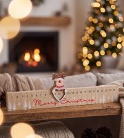 Adventní kalendář – „Veselé Vánoce“ sob – MDF – 40 x 11 cm