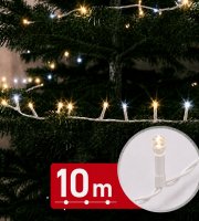 Světelný řetěz – 10 m – 400 teplých bílých & 100 studených bílých LED – 100-240V – 6W – bílý kabel