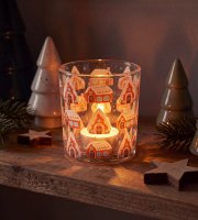 Vánoční skleněný držák na čajovou svíčku – 8 x 7 cm – 3 druhy
