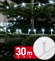 Svetelný řetěz – 30 m – studená bílá – 600 LED – 220–240 V – 6 W – průhledný kabel