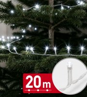 Svetelný řetěz – 20 m – studená bílá – 400 LED – 220–240 V – 6 W – průhledný kabel