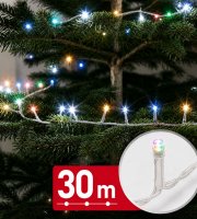 Světelný řetěz – 30 m – barevný – 600 LED – 220–240 V – 6 W – průhledný kabel