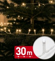 Světelný řetěz – 30 m – teplá bílá – 600 LED – 220–240 V – 6 W – průhledný kabel