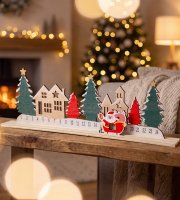 Adventní kalendář - vánoční vesnička - MDF - 40 x 12 cm