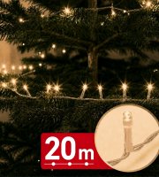 Světelný řetěz – 20 m – teplá bílá – 400 LED – 220–240 V – 6 W – průhledný kabel