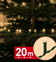 Svetelný řetěz – 20 m – teplá bílá – 400 LED – 100–240 V – 6 W – zelený kabel