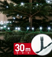 Svetelný řetěz – 30 m – studená bílá – 600 LED – 220–240 V – 6 W – zelený kabel